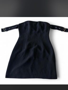 Forever 21 Black Strapless Mini Dress with Buckle Straps
